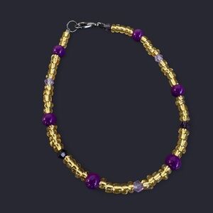 Gold & Purple Glass Bead Anklet